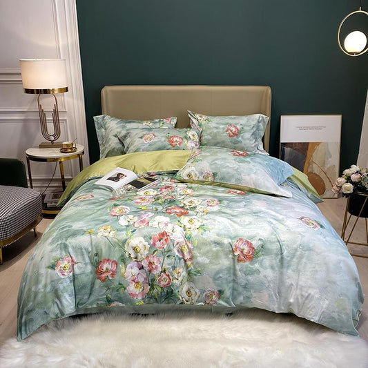 Kayleigh Floral Printed Egyptian Cotton Duvet Cover Set