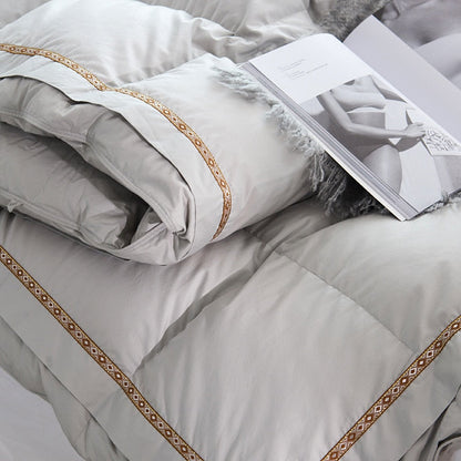 Taavi Embellished Border Quilted Cotton Goose Down Comforter