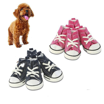 Denim Laces Dog Puppy Sneaker Canvas Shoes