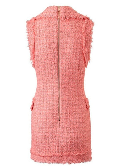 Tweed Double-Breasted Short Dress