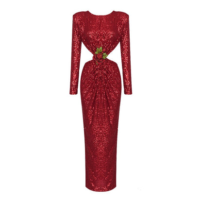 Red Sequin Long Dress
