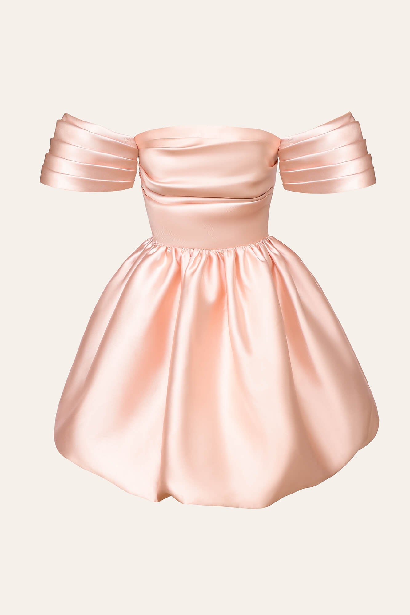 Draped Bodice Puffy Skirt Mini Dress in Pink