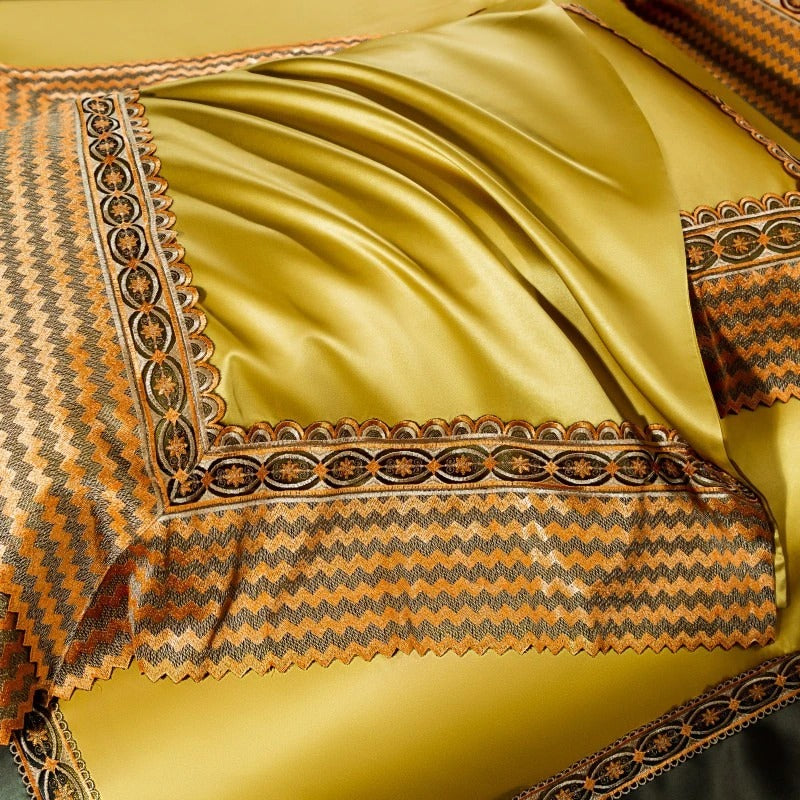 Onda Golden Egyptian Cotton Embroidered Duvet Cover Set