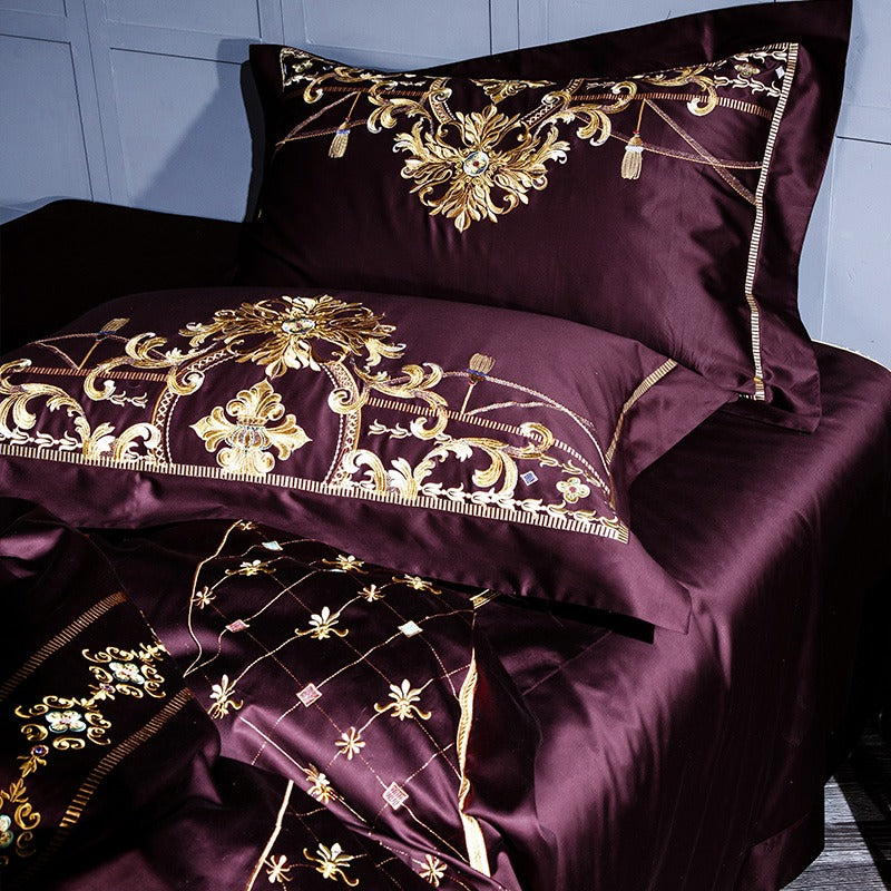 Ozmundo Sangria Egyptian Cotton Luxury Duvet Cover Set