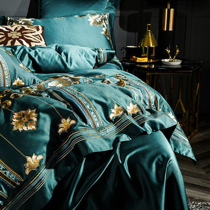 Ozmundo Green Egyptian Cotton Luxury Duvet Cover Set