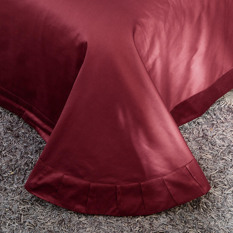 Lezkira Burgundy Red Luxury Egyptian Cotton Embroidery Duvet Cover Set
