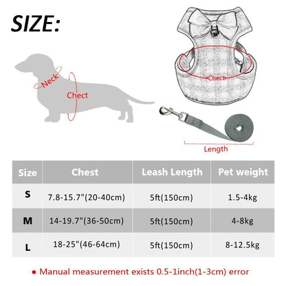 Bowknot Dog Harness and Leash Set