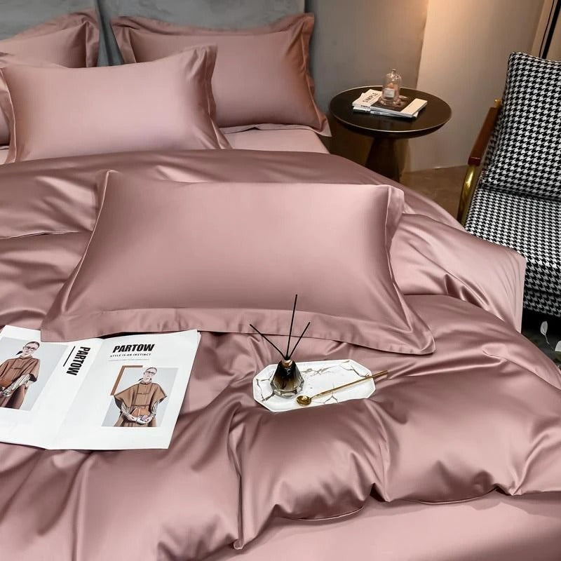 Neo Rosy Brown Cotton Duvet Cover Set