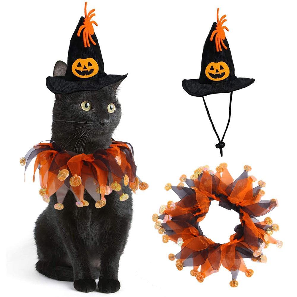 Halloween Cat Hat+Scarf Pumpkin Costume Set