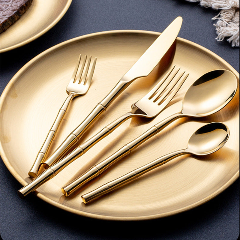 Aldomara Bamboo Gold/Silver Cutlery Set