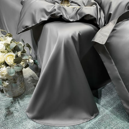 Neo Deep Grey Silky Cotton Duvet Cover Set