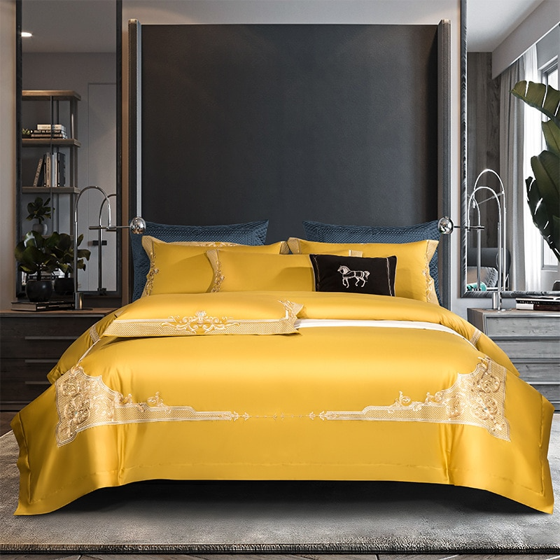 Cleopatra Royal Yellow Luxury Egyptian Cotton Duvet Cover Set