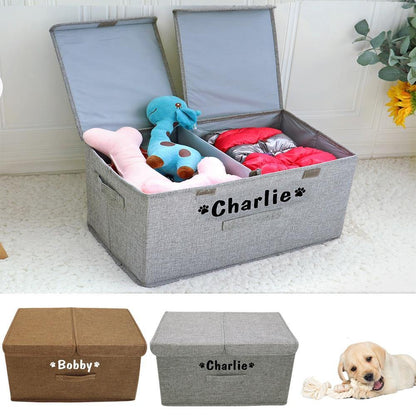 Personalized Double Dog Folding Storage Basket