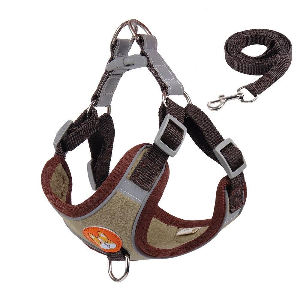 Reflective Terrier Dog Harness and Leash Set