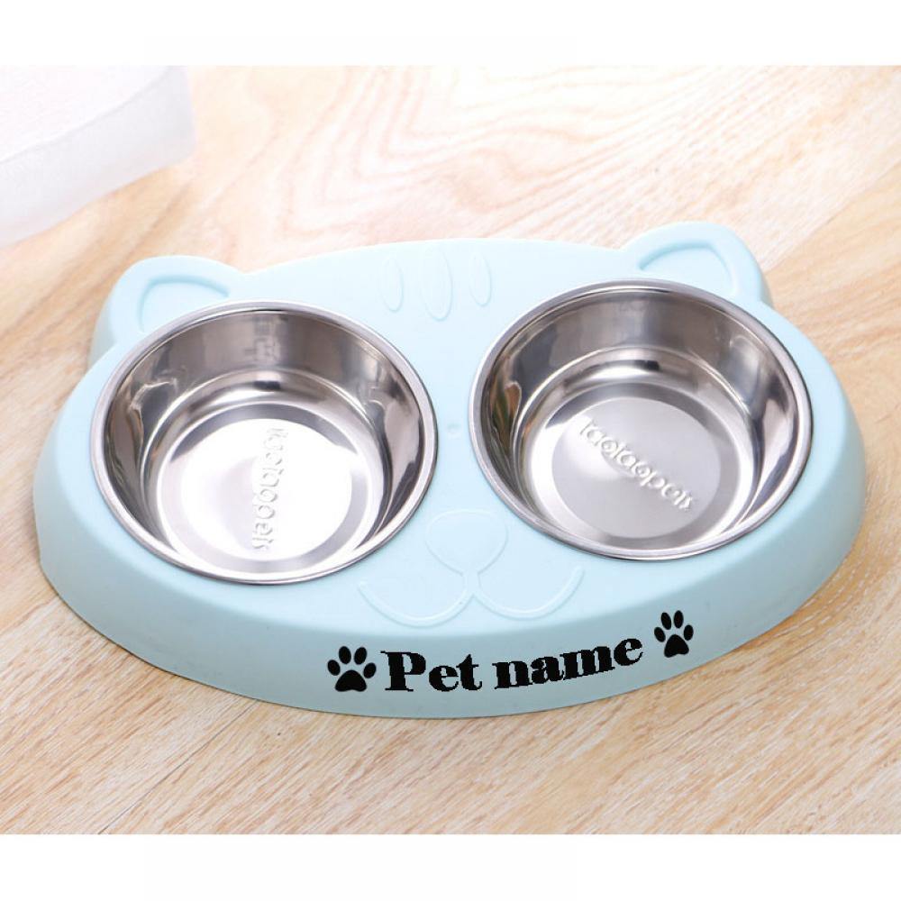 Custom Personalized Double Bowl Pet Feeding Dish