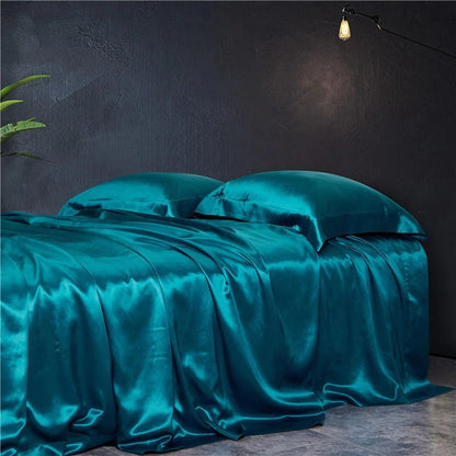 Eloise Aqua Marine Luxury Pure Mulberry Silk Bedding Set