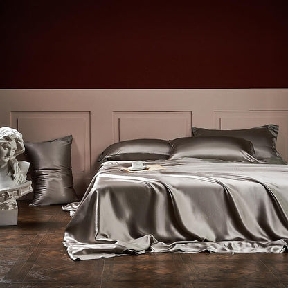 Royalis Grey Luxury Pure Mulberry Silk Bedding Set