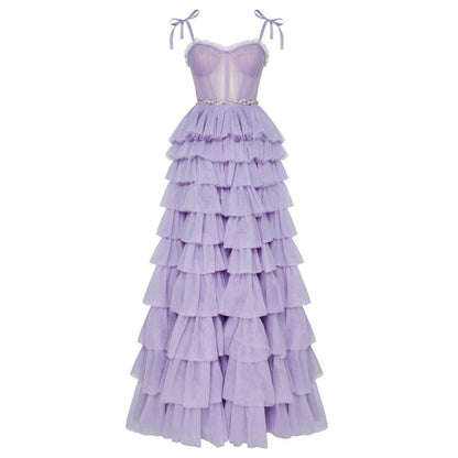 Tulle Frill-Layered Gown