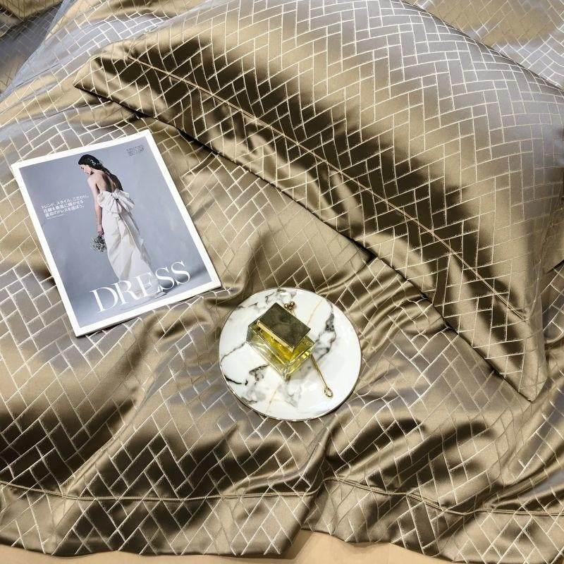 Talia Gold Cotton Satin Duvet Cover Set