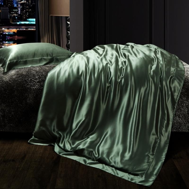 Eloise Rifle Green Luxury Pure Mulberry Silk Bedding Set