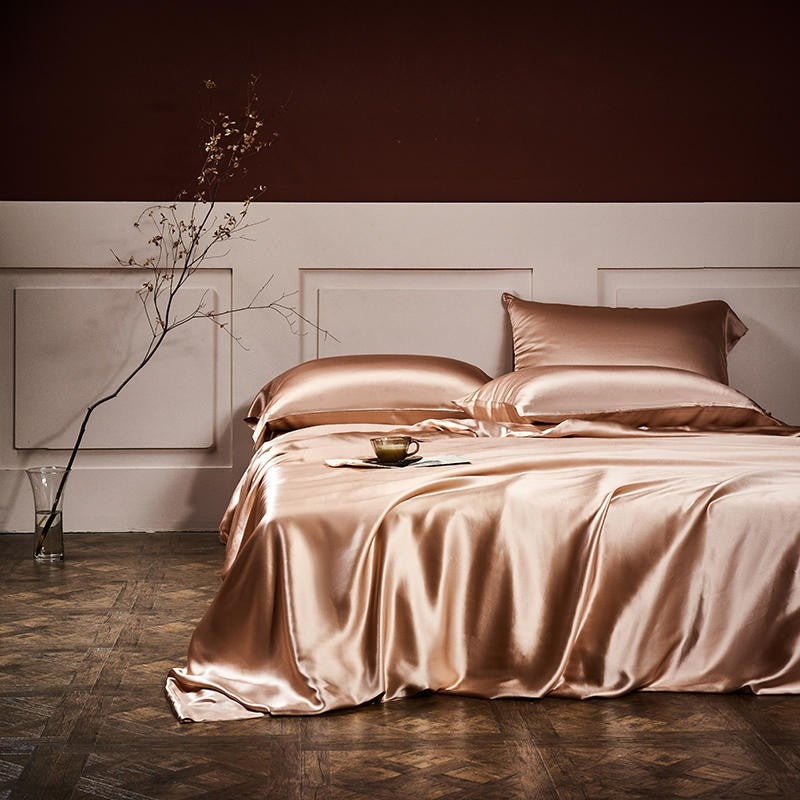 Royalis Rose Gold Luxury Pure Mulberry Silk Bedding Set