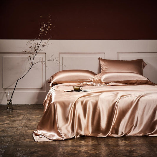 Royalis Rose Gold Luxury Pure Mulberry Silk Bedding Set