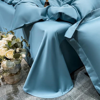 Neo Sky Blue Silky Cotton Duvet Cover Set