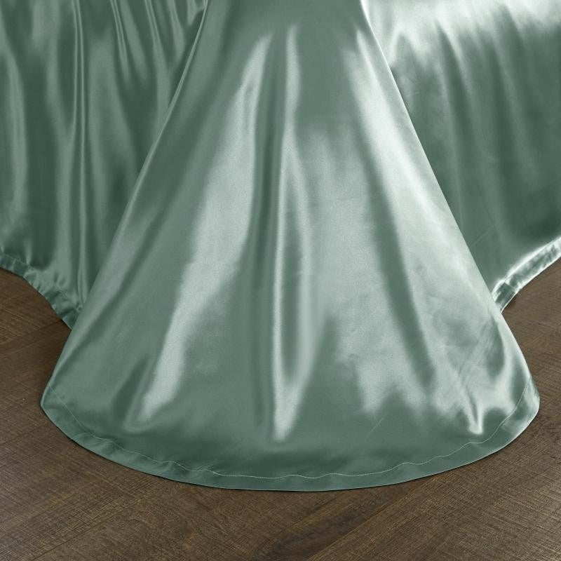 Eloise Pistachio Green Luxury Pure Mulberry Silk Bedding Set