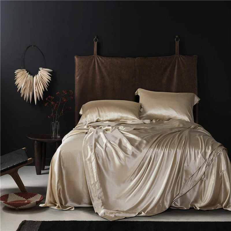 Eloise Leather Beige Luxury Pure Mulberry Silk Bedding Set