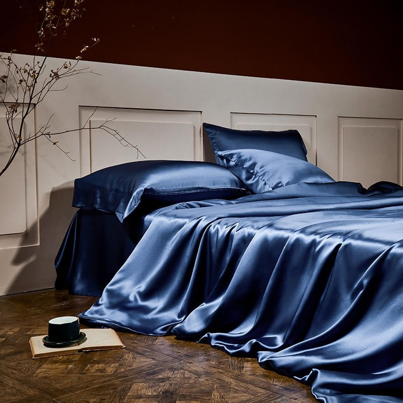Royalis Prussian Blue Luxury Pure Mulberry Silk Bedding Set