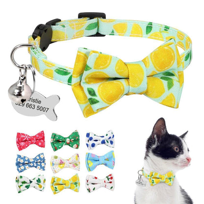 Cute Custom Printed Bowfish Cat Collar