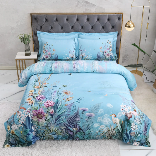 Gianna Sky Blue Egyptian Cotton Duvet Cover Set