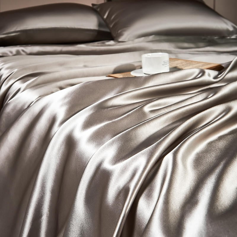 Royalis Grey Luxury Pure Mulberry Silk Bedding Set