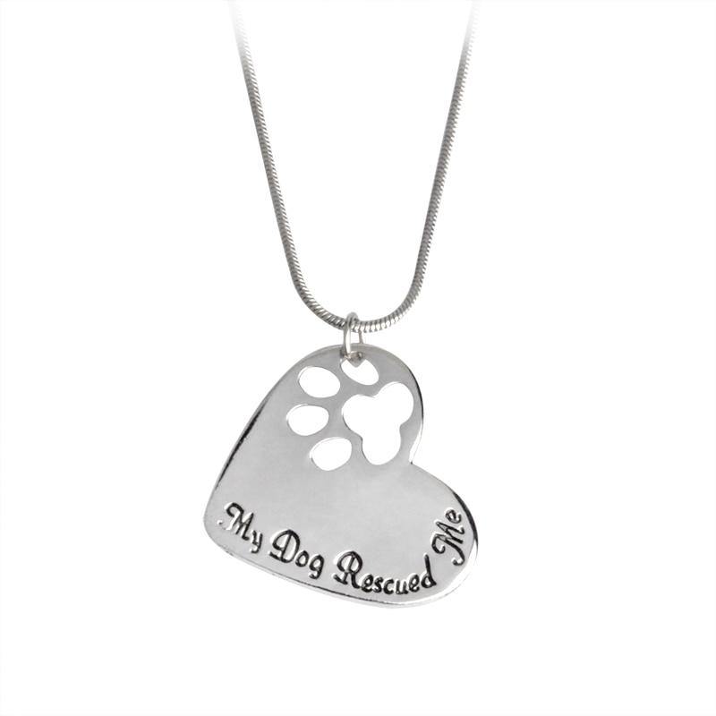 "My Dog Rescued Me" Womens Necklace Pendant