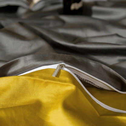 Shemir Grey Gold Reversible Egyptian Cotton Duvet Cover Set