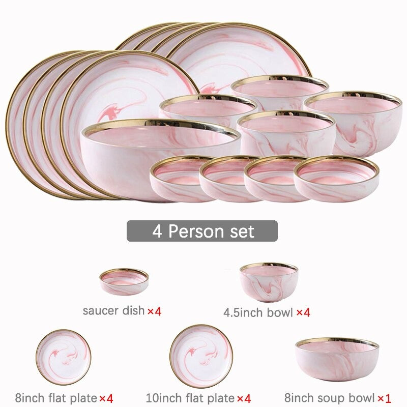 Catalina Pink Marble Luxury Dinnerware Set