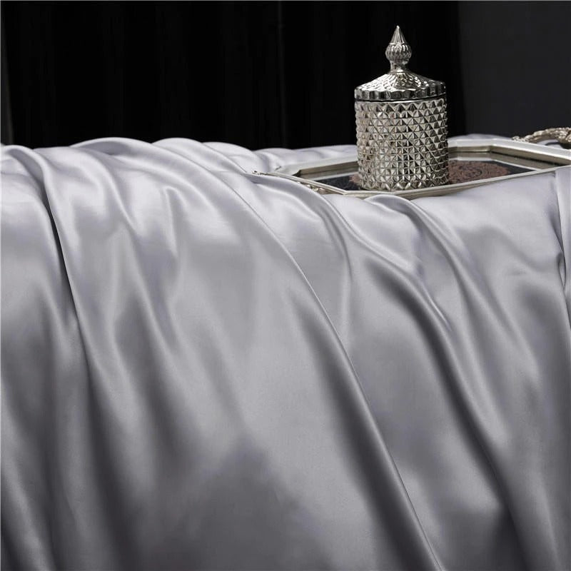 Eloise Sonic Silver Luxury Pure Mulberry Silk Bedding Set