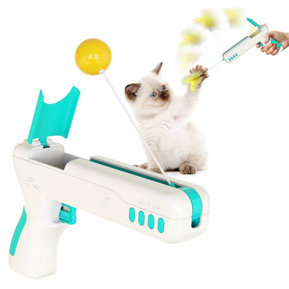 Interactive Cat Toy With Feather & Ball Kitten Gun Stick Gun