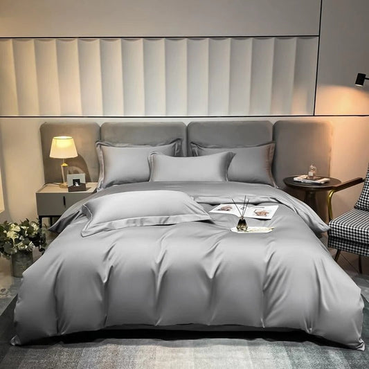 Neo Light Grey Silky Cotton Duvet Cover Set