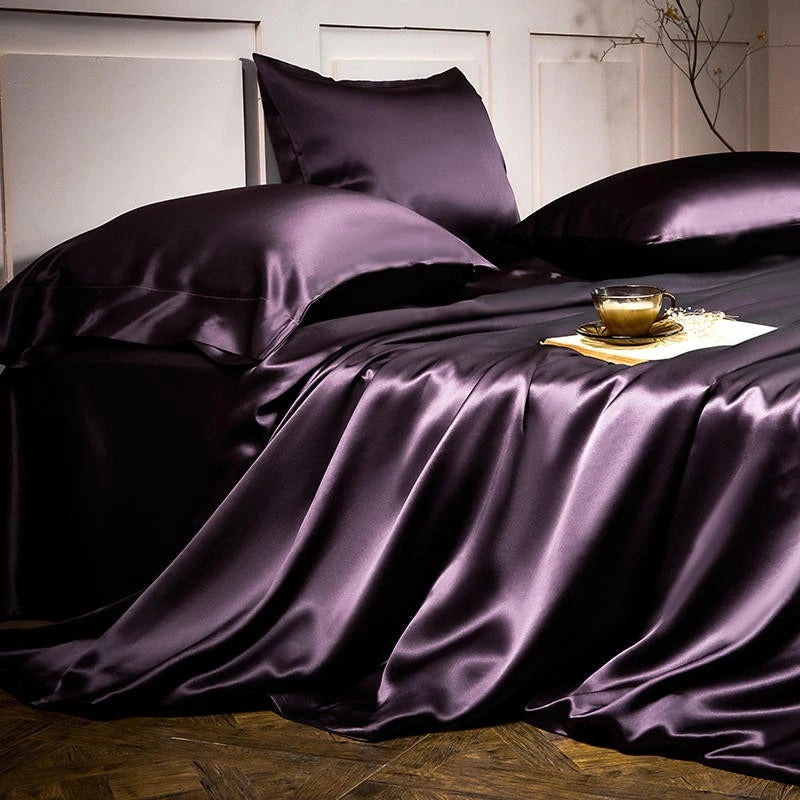 Royalis Purple Luxury Pure Mulberry Silk Bedding Set