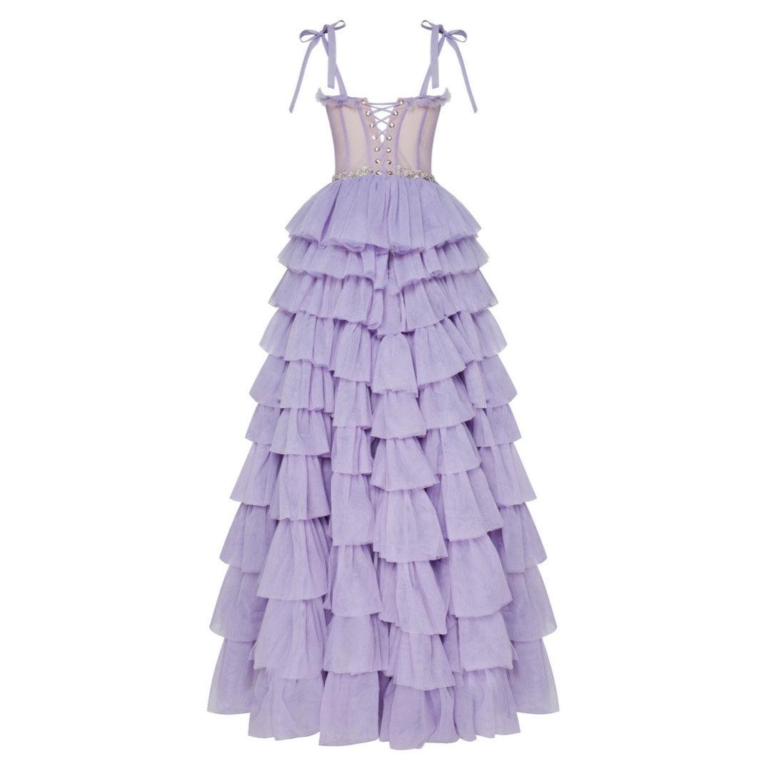 Tulle Frill-Layered Gown
