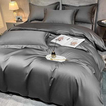 Neo Deep Grey Silky Cotton Duvet Cover Set