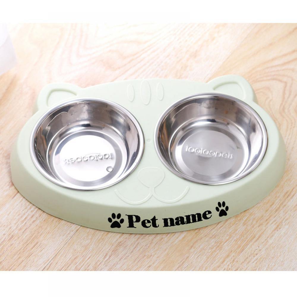 Custom Personalized Double Bowl Pet Feeding Dish