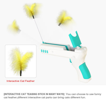 Interactive Cat Toy With Feather & Ball Kitten Gun Stick Gun