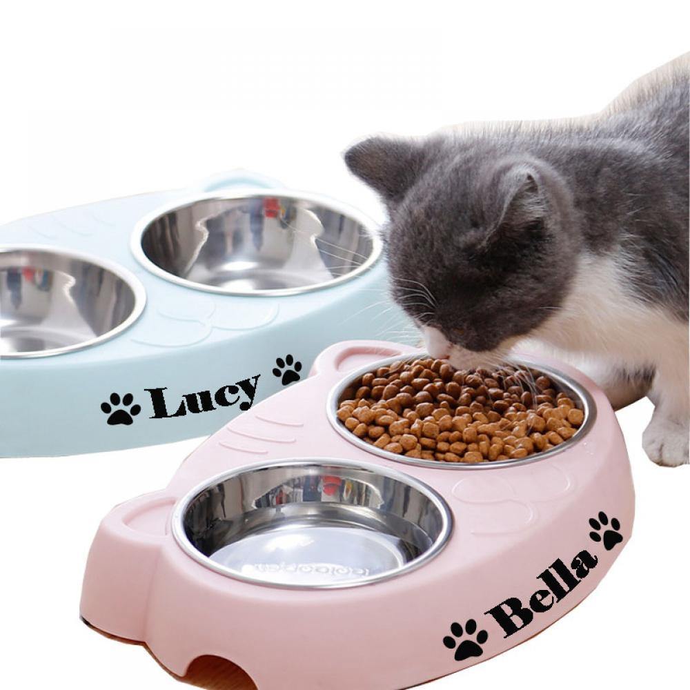 Custom Personalized Double Bowl Pet Feeding Dish