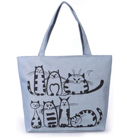 Canvas Cartoon Cat Handbag