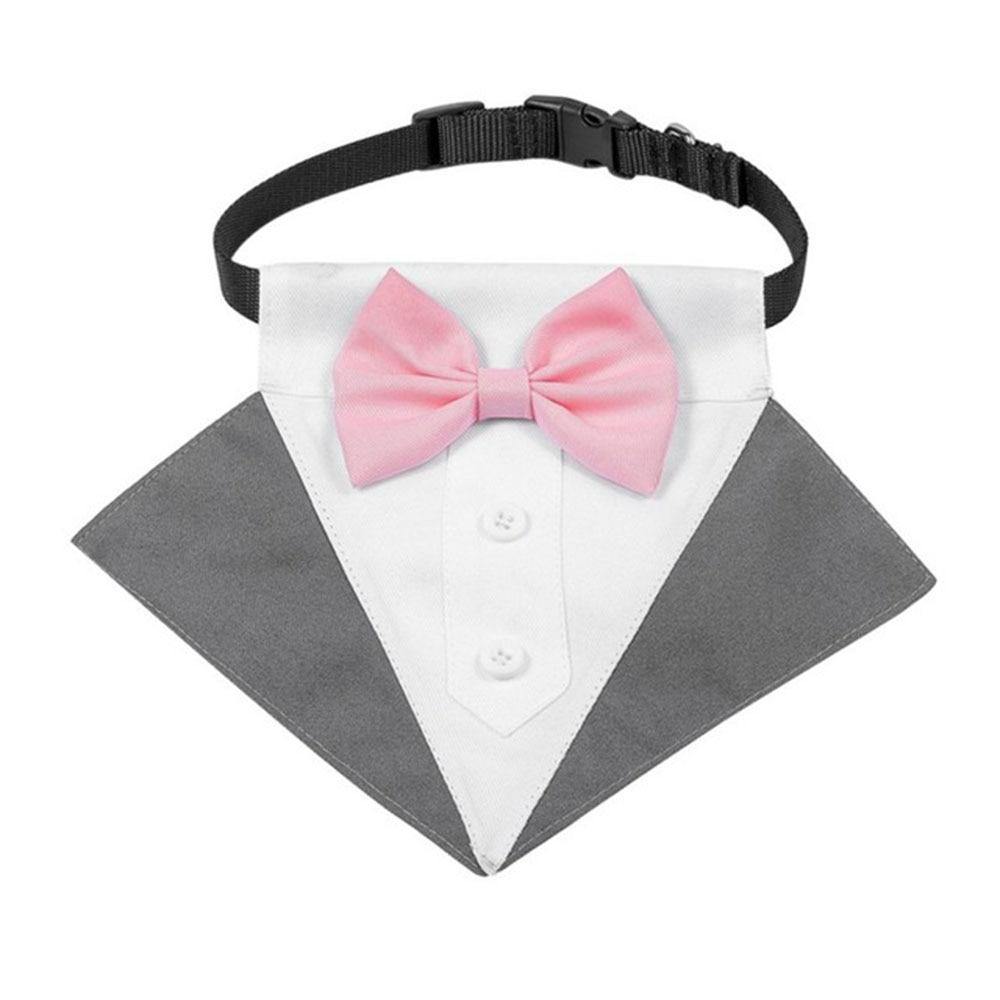 Formal Dog Puppy Tuxedo Bandana Collar With Bow Tie