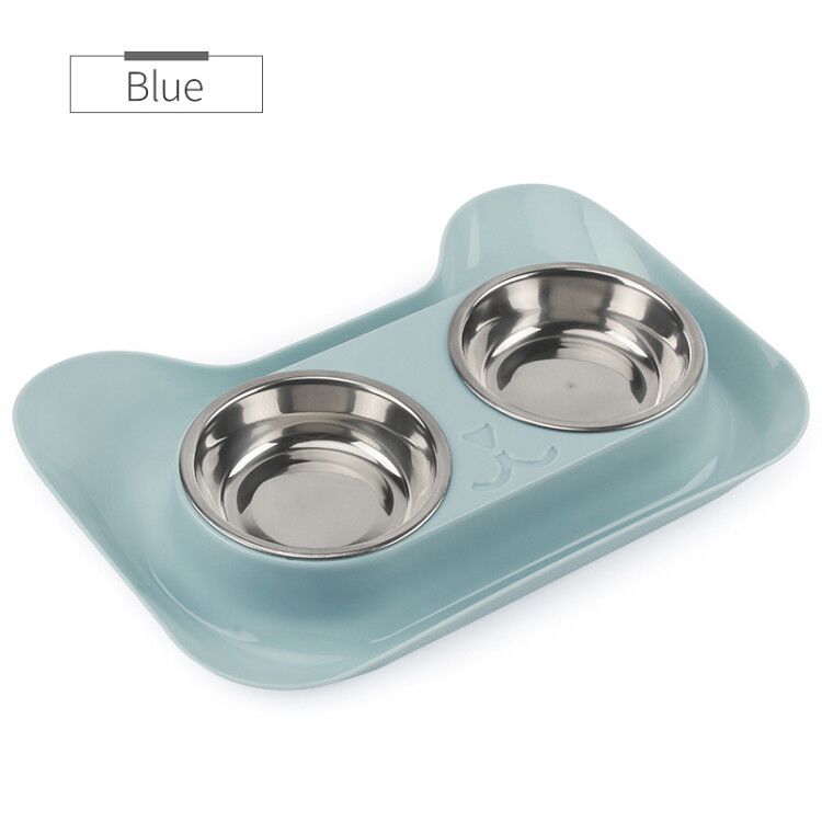 Cute Cat Ear Elevated Double Food Bowl Feeder