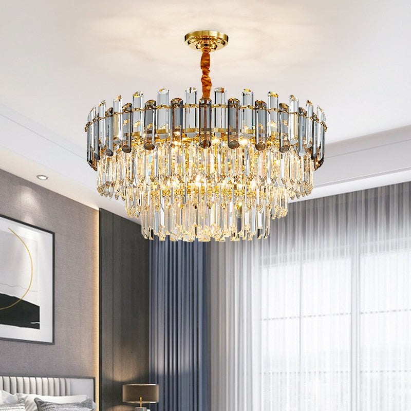 Luis Rounded Three-Tier Crystal Cut Edge Chandelier