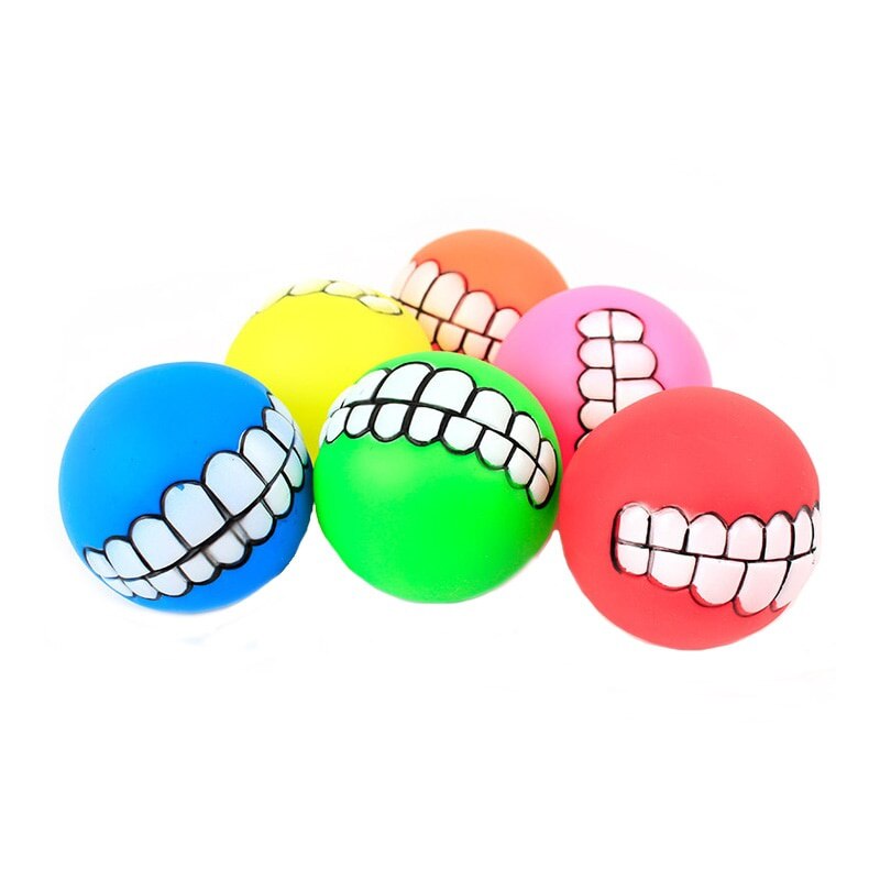 Smile Dog Chewing Rubber Squeak Ball